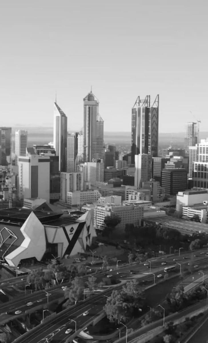 Aerial view of Perth city skyline